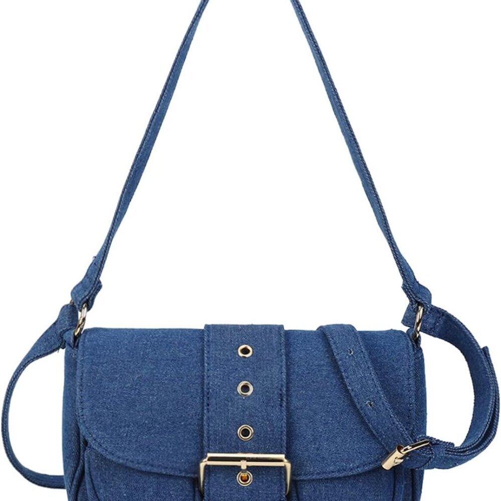 Denim Crossbody Bags for Women,Blue Jean Hobo Shoulder Bag,Denim Messenger Bag